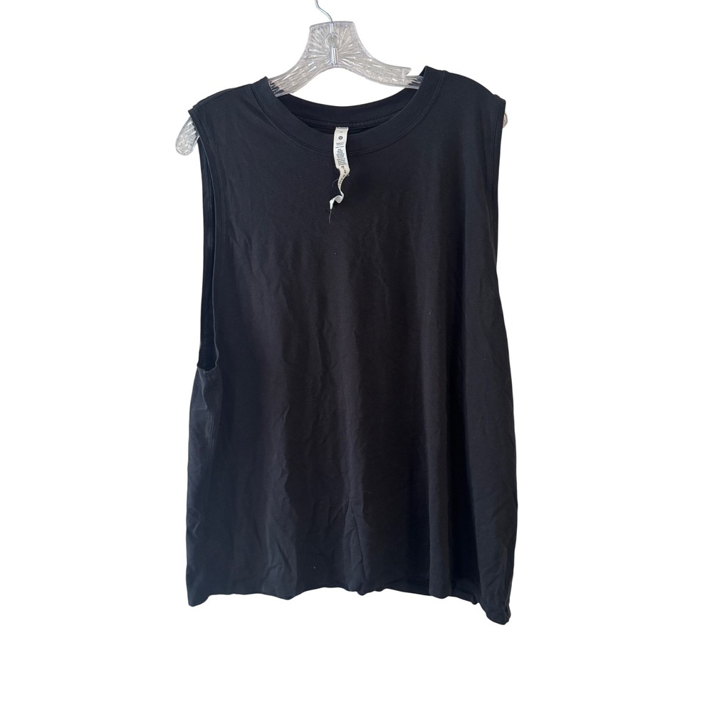 Lululemon All Yours Tank Top Black‎ Pima Cotton Blend Muscle Tee Women Size 14